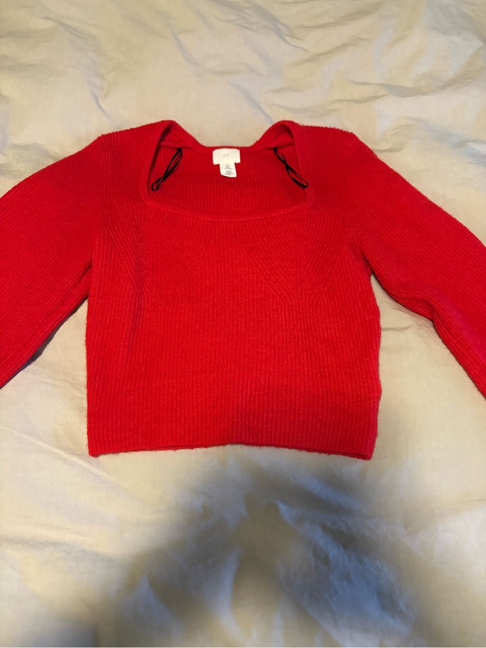 H&M Red Square-Neck Ribbed Knit Sweater - Picture 2 of 10